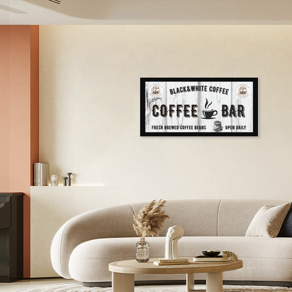 Modern Coffee Bar Canvas Print | Black & White Coffee Brand