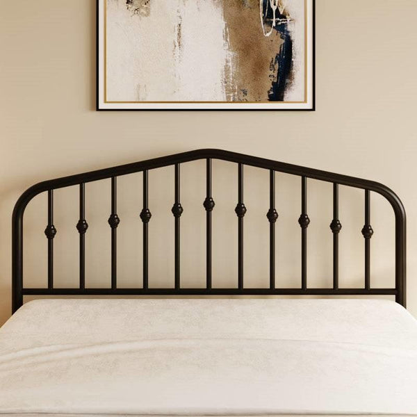 Queen Farmhouse Spindle Black Metal Platform Bed Frame with Headboard Footboard
