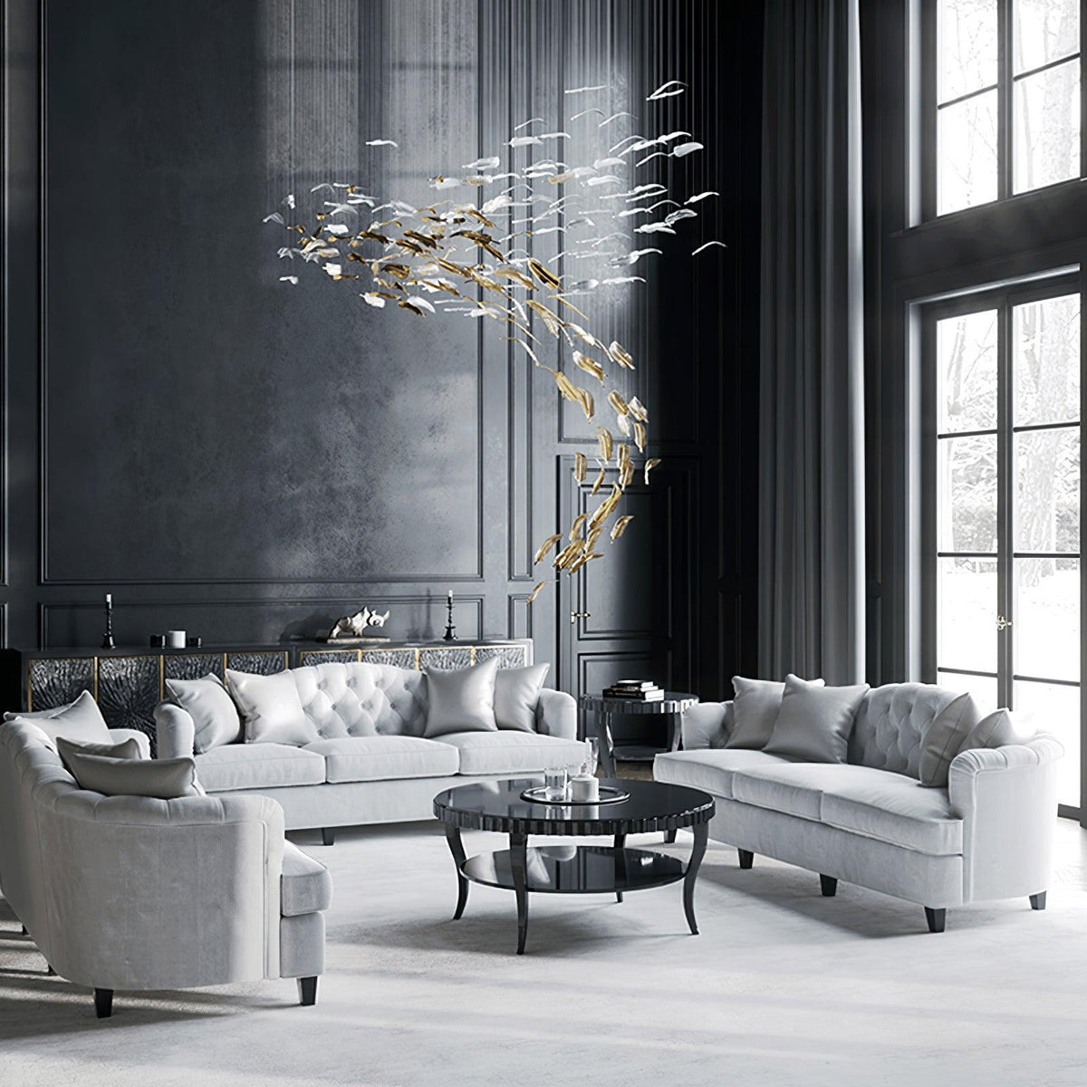 DIY Glass Feathers Chandelier