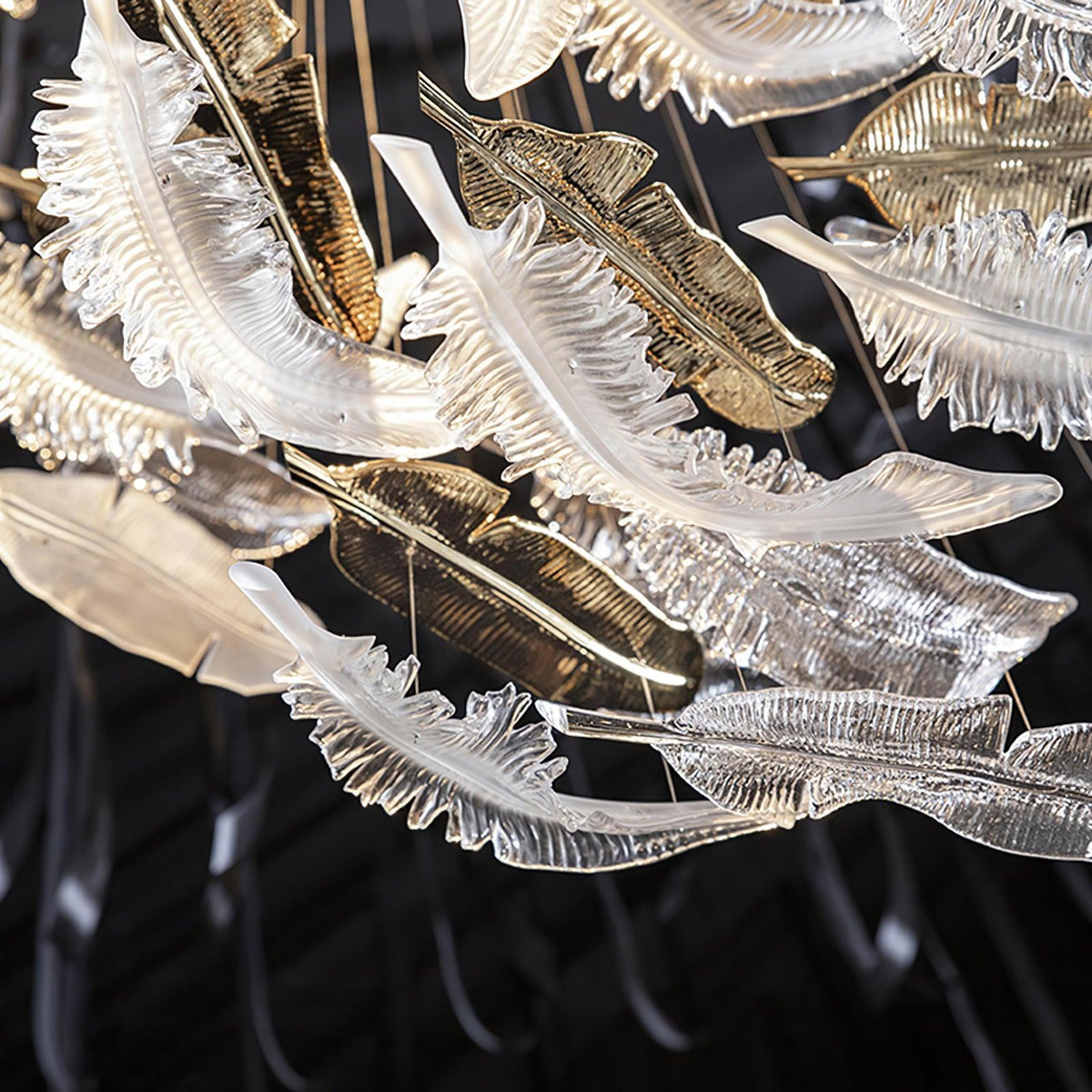 DIY Glass Feathers Chandelier