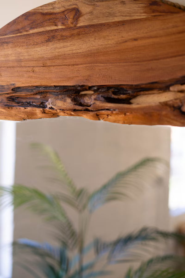 RECYCLED WOOD ROUND FRAMED MIRROR