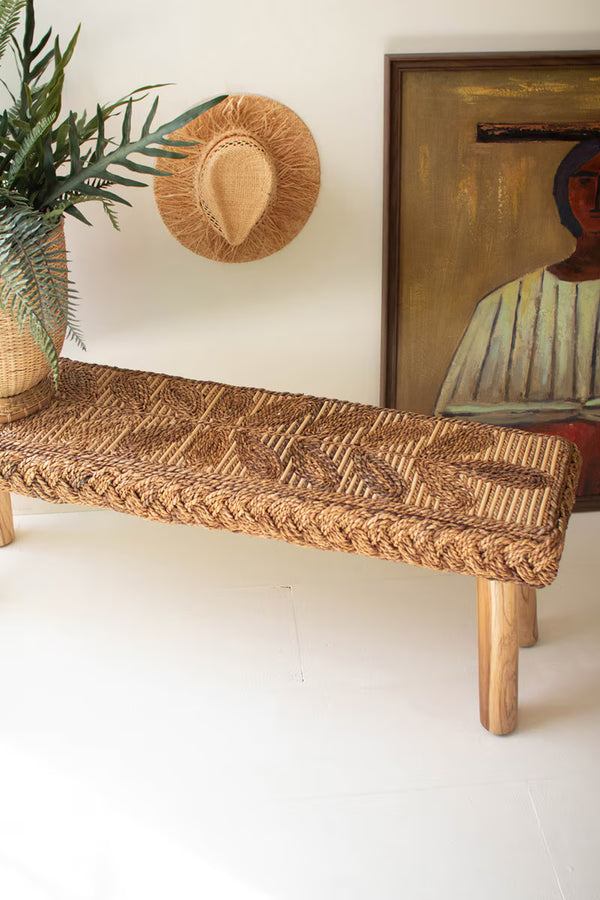 BANANA FIBER AND TEAKWOOD BENCH