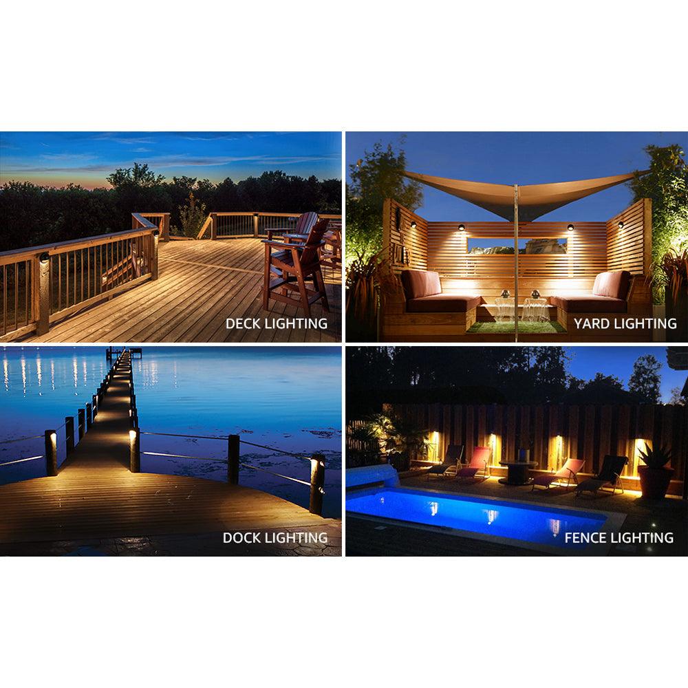 DLA01 6-Pack Black 2.5W Low Voltage 3000K Warm White Integrated  LED Outdoor Half Moon Aluminum Deck Lights Package, 12V LED Step Fence Landscape Lights