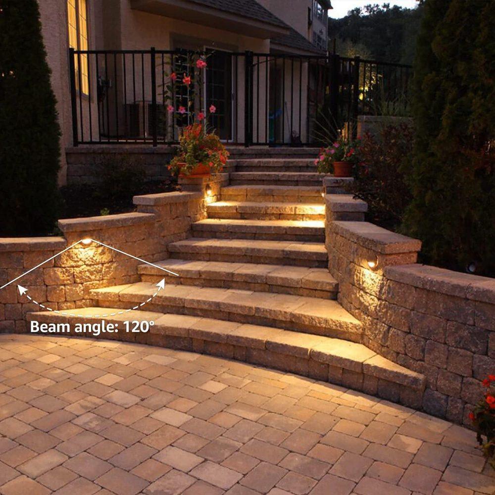 DLA01 12-Pack Brown 2.5W Low Voltage 3000K Warm White Integrated  LED Outdoor Half Moon Aluminum Deck Lights Package, 12V LED Step Fence Landscape Lights