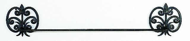 Elegant Wrought Iron Towel Bar with Fleur De Lis Accents