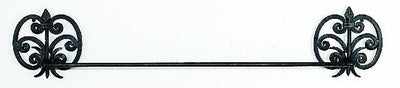 Elegant Wrought Iron Towel Bar with Fleur De Lis Accents