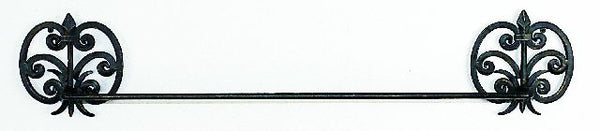Elegant Wrought Iron Towel Bar with Fleur De Lis Accents