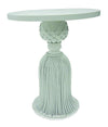 Antique White Twisted Iron Tassel Table with White Marble Top