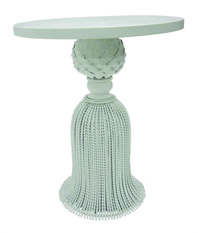 Antique White Twisted Iron Tassel Table with White Marble Top - Gifts for You 'n Me