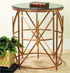Antique Gold Heavy Iron 'X' Design Side Table with Black Granite Top