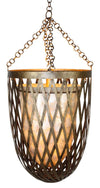 Antique Gold Iron with Creme Capiz Insert Pendant Chandelier
