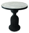 Black Twisted Iron Tassel Table with Gray Marble Top