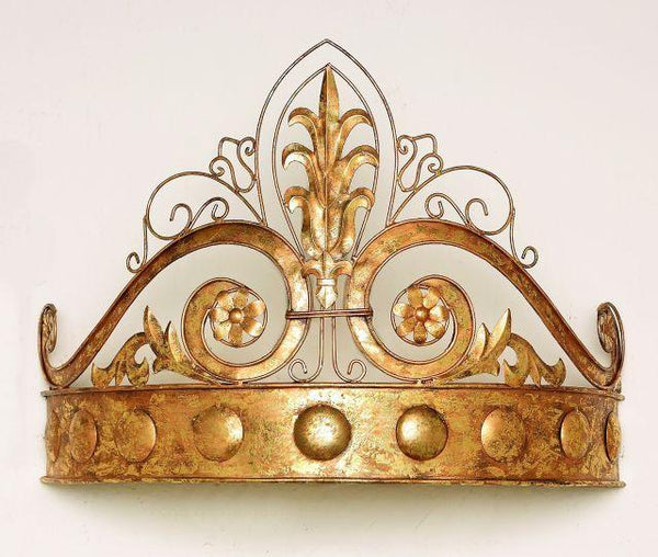 Ornate Gold Scrollwork Bed Crown Tester Wrought Iron Cast Baroque Antique Style - Gifts for You 'n Me