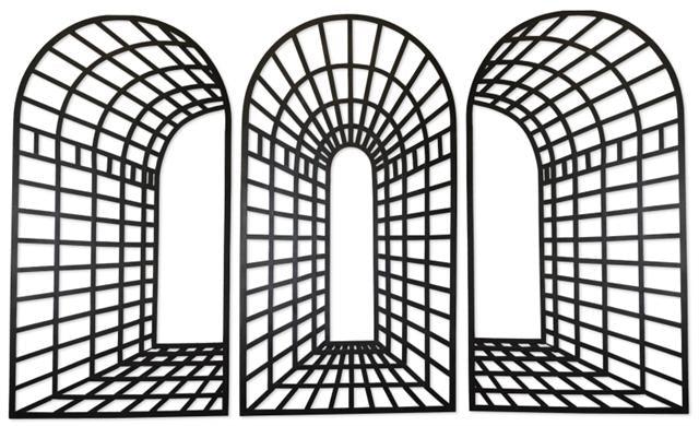 Three Panel Brown Brown Black Three Panel European Garden Arch Wall Decor