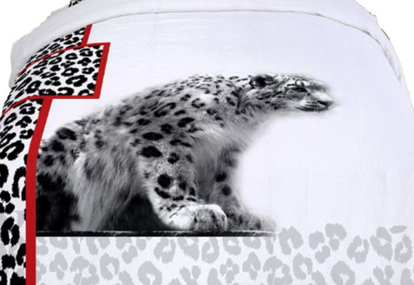 Dolce Mela Safari Themed Luxury Queen Bedding Duvet Cover Set - White Cheetahs - Gifts for You 'n Me