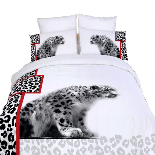 Dolce Mela Safari Themed Luxury Queen Bedding Duvet Cover Set - White Cheetahs - Gifts for You 'n Me