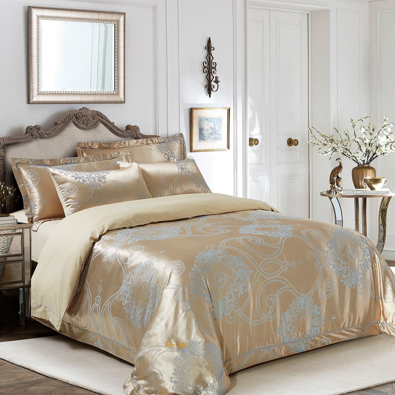 Dolce Mela Queen Luxury Jacquard Duvet Cover Set - Verona