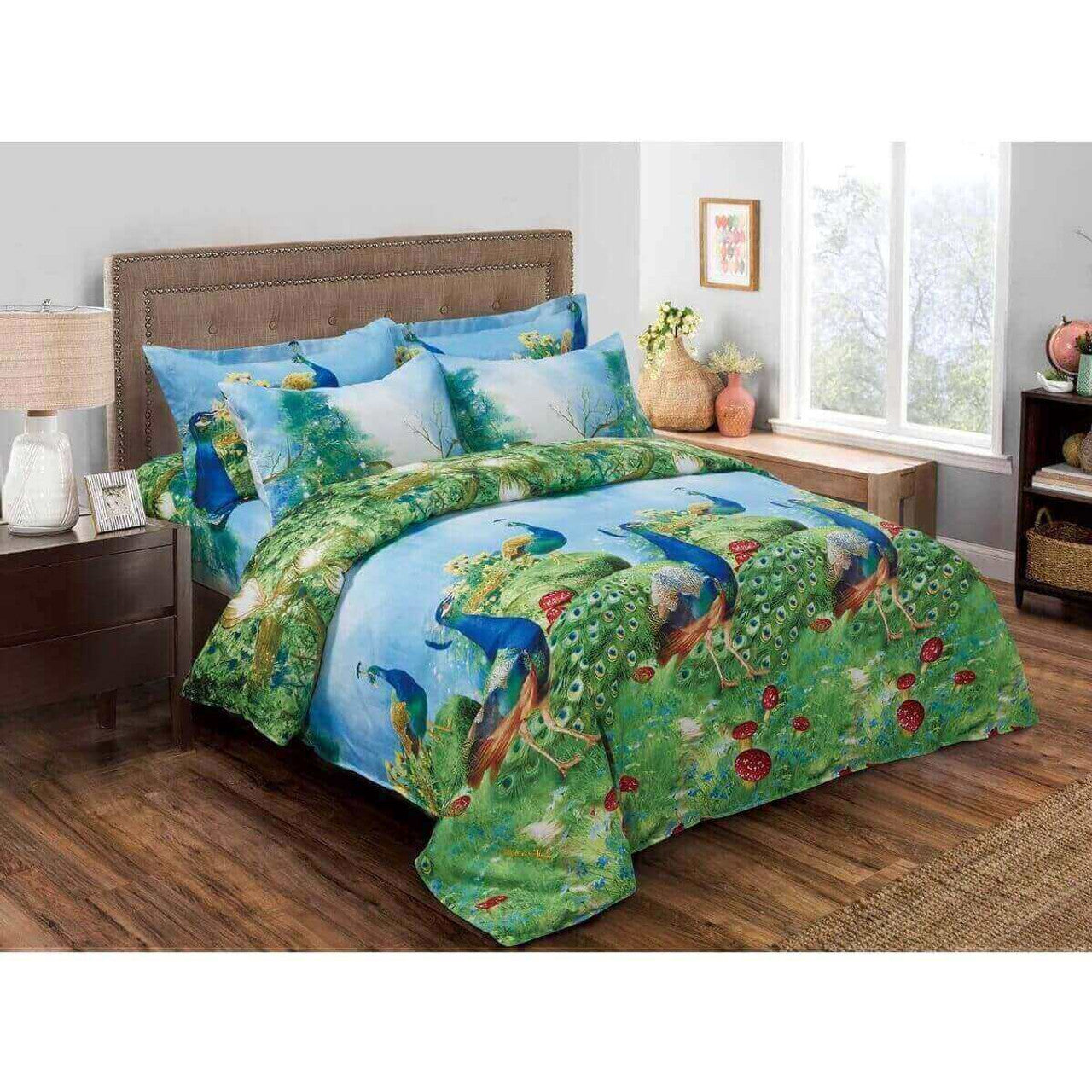 Dolce Mela Pictorial Bedding Duvet Cover Set - Peafowl