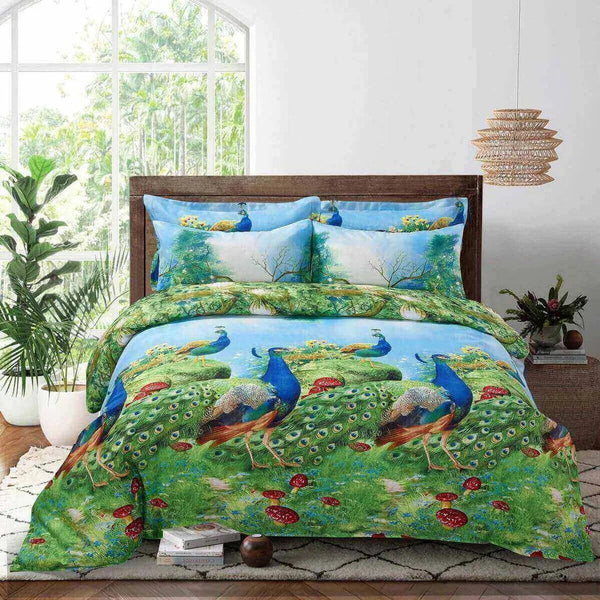 Dolce Mela Pictorial Bedding Duvet Cover Set - Peafowl - Gifts for You 'n Me