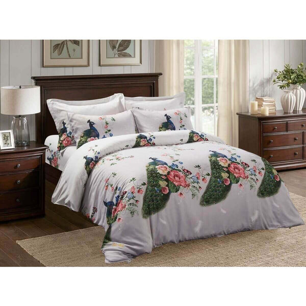Dolce Mela Floral Bedding Duvet Cover Set - Peacock