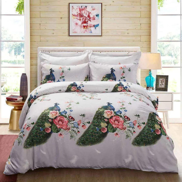 Dolce Mela Floral Bedding Duvet Cover Set - Peacock - Gifts for You 'n Me