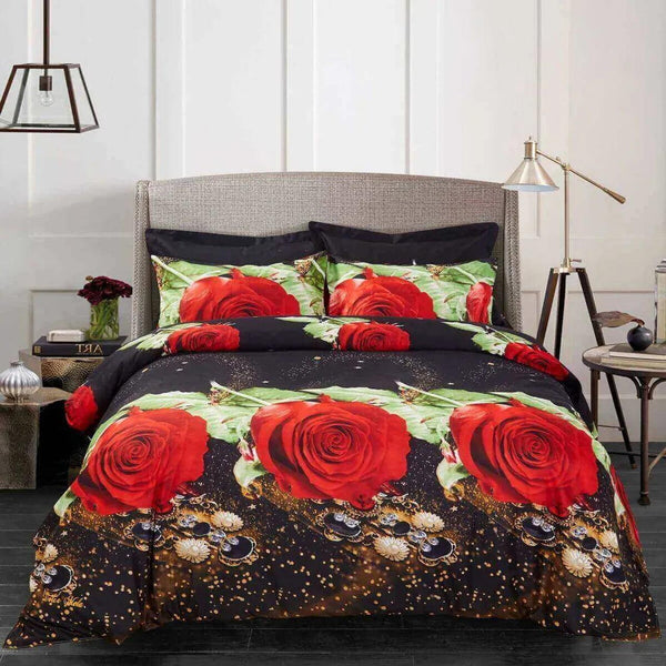 Dolce Mela Floral Bedding Duvet Cover Set - Night Roses - Gifts for You 'n Me