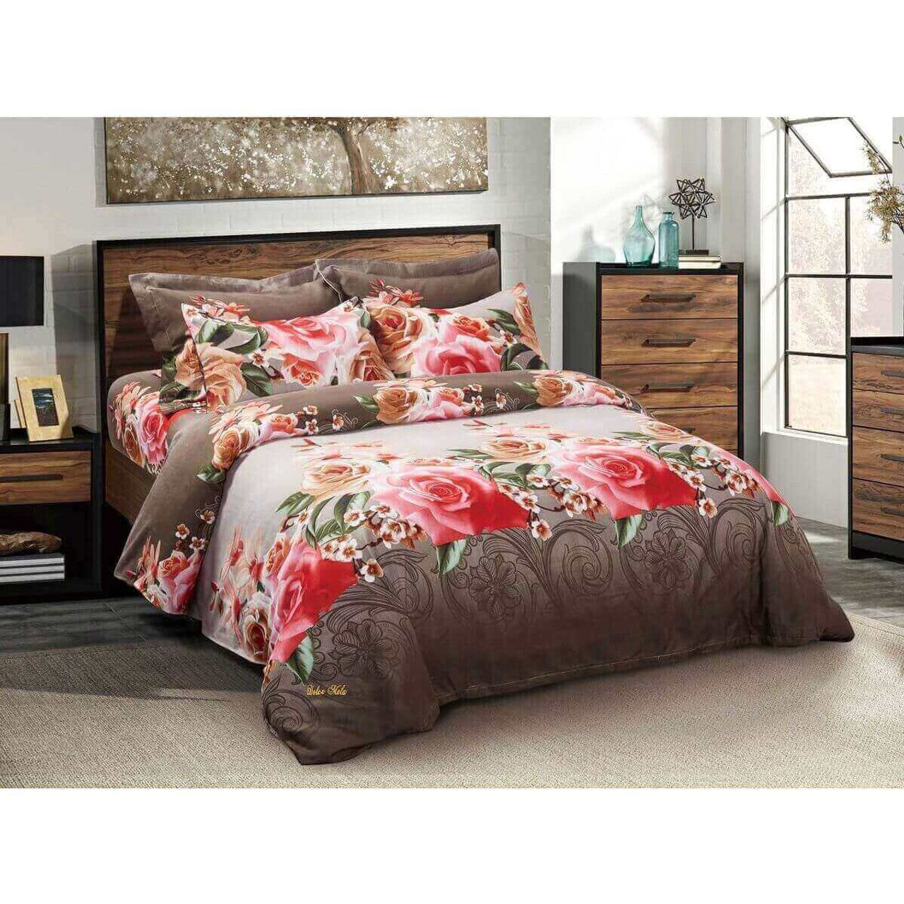 Dolce Mela Floral Bedding Duvet Cover Set - Rose Medley