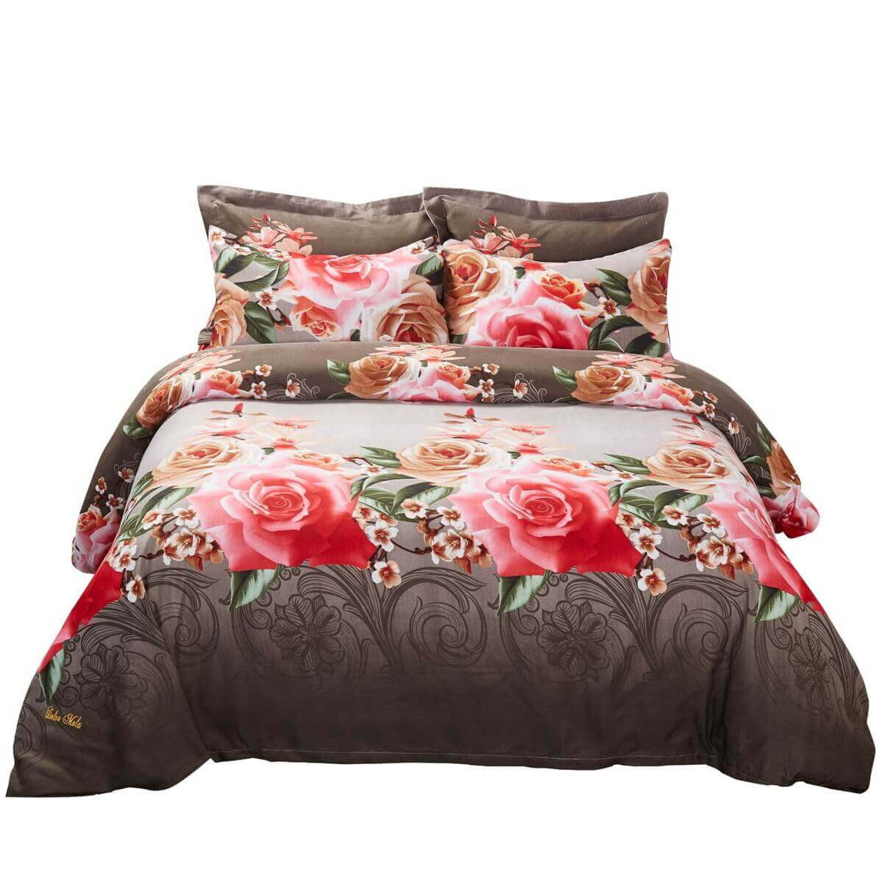 Dolce Mela Floral Bedding Duvet Cover Set - Rose Medley