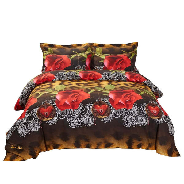 Dolce Mela Floral Bedding Duvet Cover Set - Passion - Gifts for You 'n Me