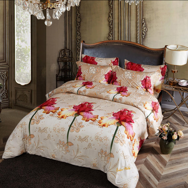 Dolce Mela Queen Size 6 Piece Luxury Floral Bedding Duvet Cover Set - Orchid - Gifts for You 'n Me