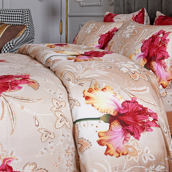 Dolce Mela Queen Size 6 Piece Luxury Floral Bedding Duvet Cover Set - Orchid - Gifts for You 'n Me