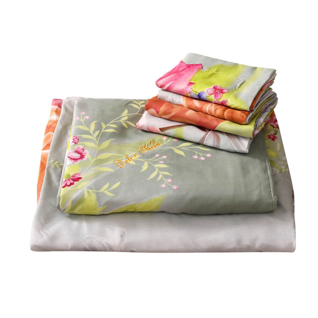 Dolce Mela Duvet Cover Set 6 Piece Luxury Floral Bedding - Innocence