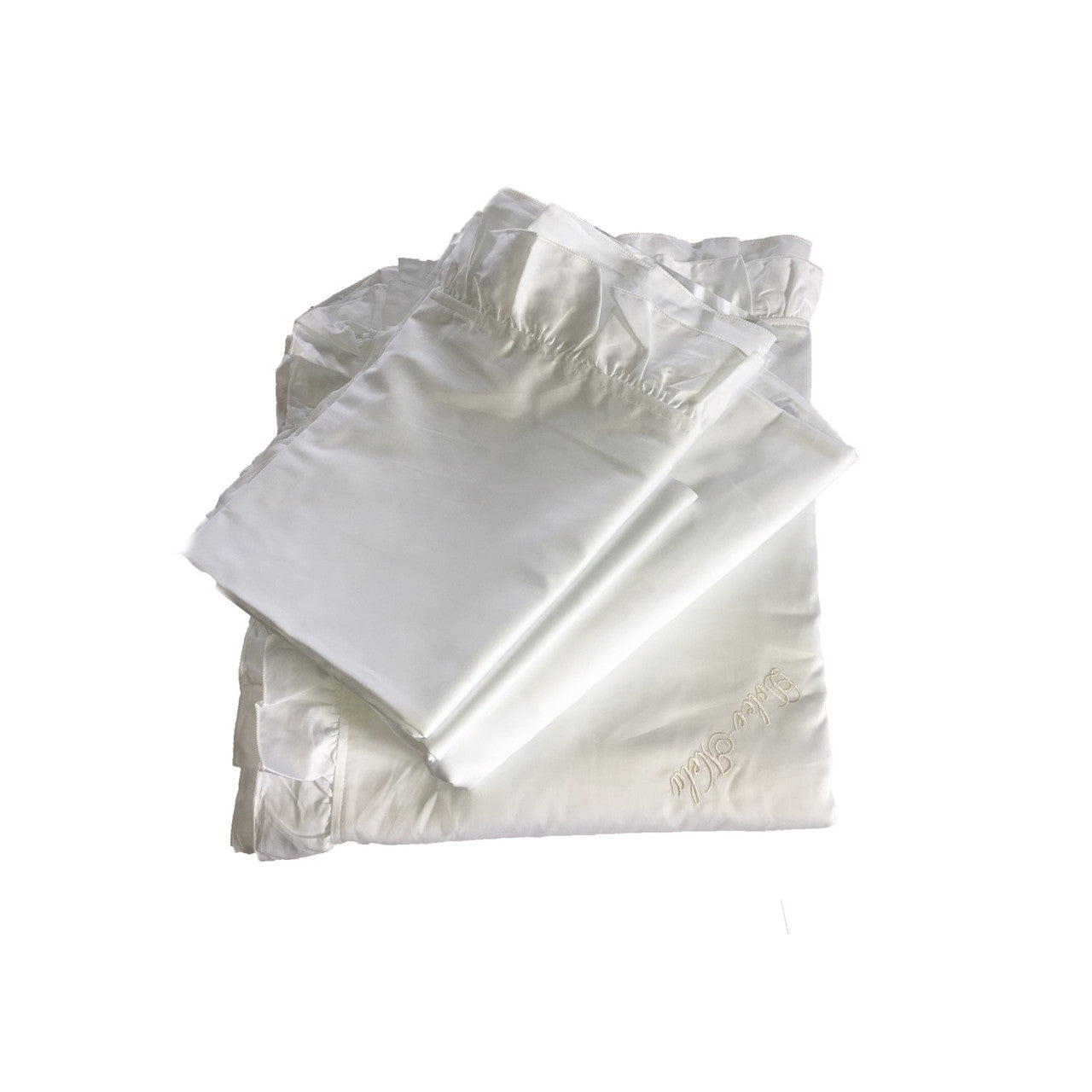 Dolce Mela Ruffle Bedding -  Luxury Duvet Cover Set 100% Cotton - Snow White