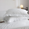 Dolce Mela Ruffle Bedding -  Luxury Duvet Cover Set 100% Cotton - Snow White