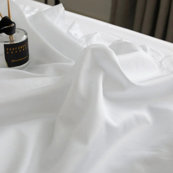 Dolce Mela Ruffle Bedding - Luxury Duvet Cover Set 100% Cotton - Snow White - Gifts for You 'n Me