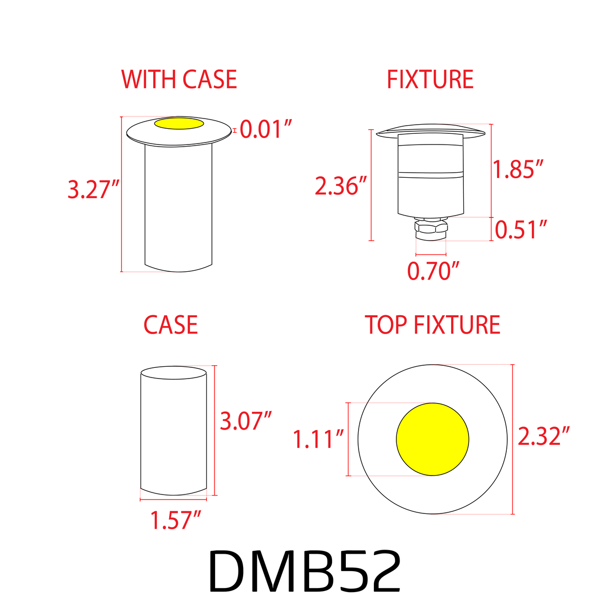 DMB52 1.5W 12V Low Voltage 3000K Warm White Integrated LED Landscape In-ground Brass Waterproof Well Lights Fixture