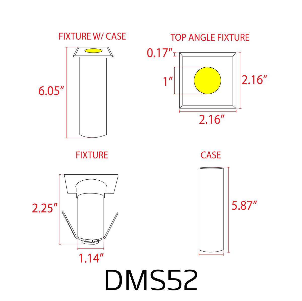 DMS52 3W COB LED 12V Low Voltage Square Top Stainless Steel Waterproof In-Ground Landscape Well Light