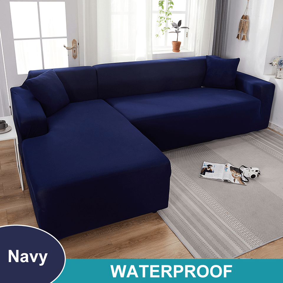 Water Resistant Sofa Cover for Living Room - Elastic Solid L Shaped Corner Sofa Cover - Fits 1/2/3/4 Seater Sofa, Couch, Armchair
