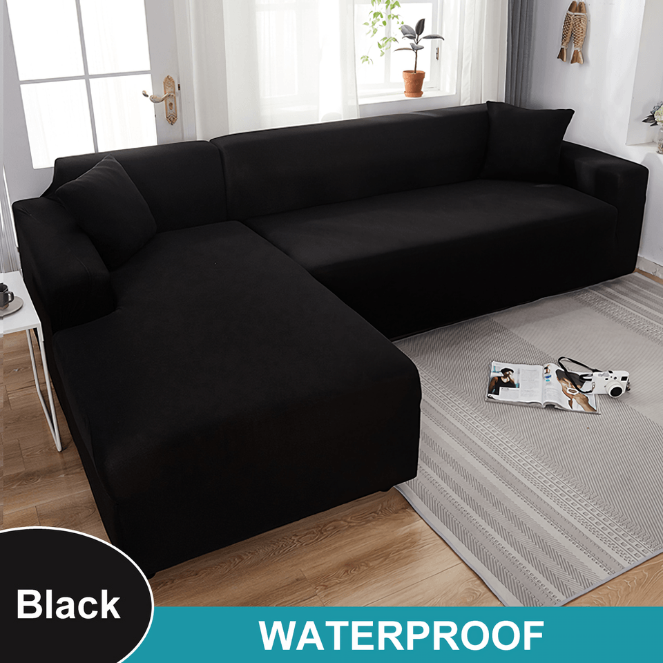 Water Resistant Sofa Cover for Living Room - Elastic Solid L Shaped Corner Sofa Cover - Fits 1/2/3/4 Seater Sofa, Couch, Armchair