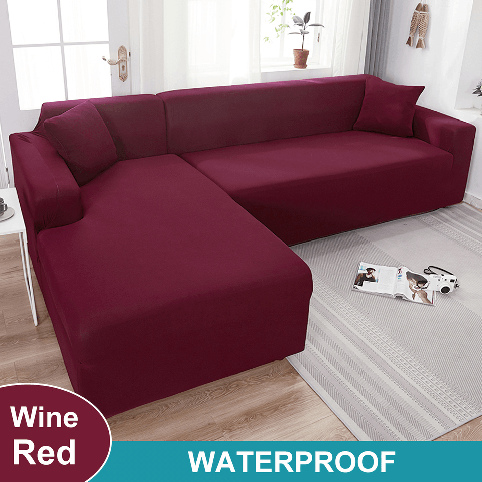 Water Resistant Sofa Cover for Living Room - Elastic Solid L Shaped Corner Sofa Cover - Fits 1/2/3/4 Seater Sofa, Couch, Armchair