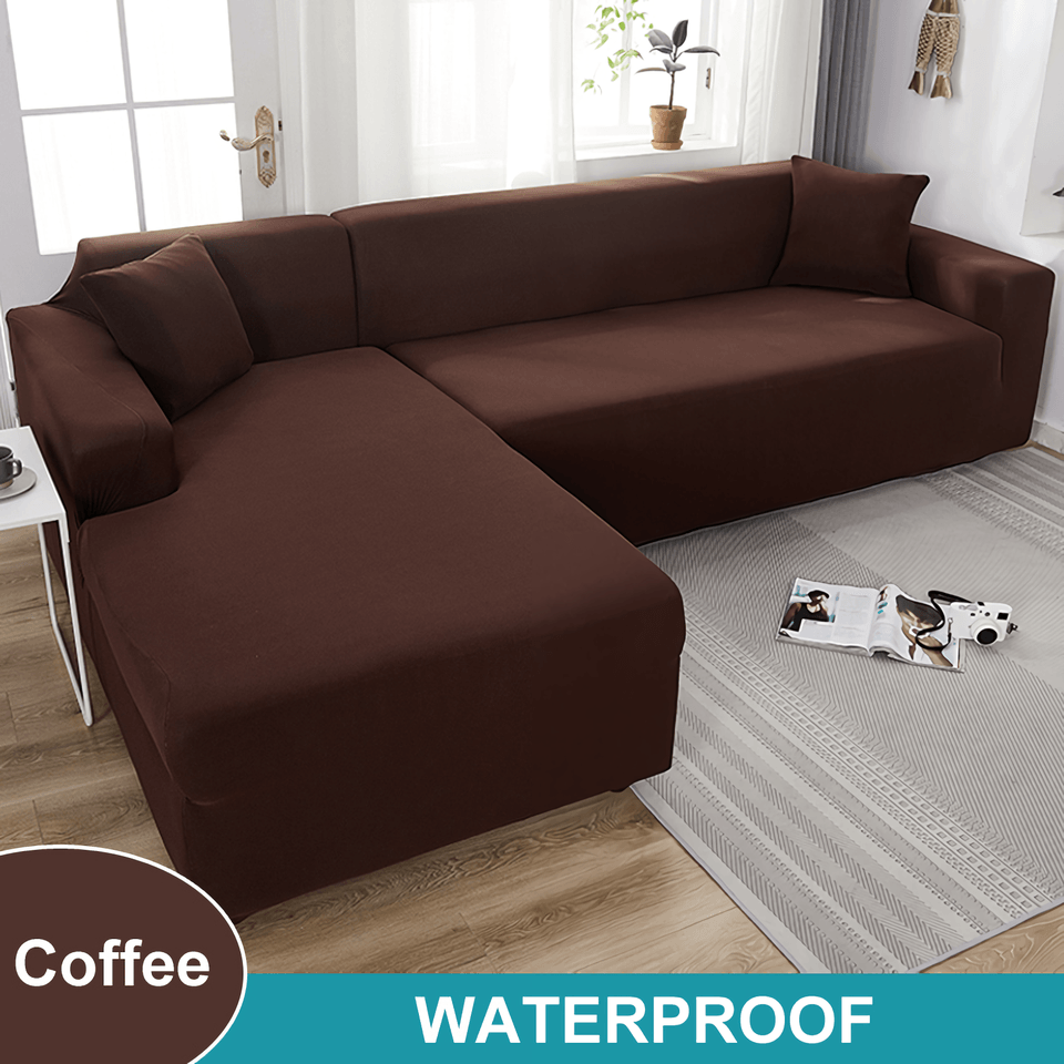 Water Resistant Sofa Cover for Living Room - Elastic Solid L Shaped Corner Sofa Cover - Fits 1/2/3/4 Seater Sofa, Couch, Armchair