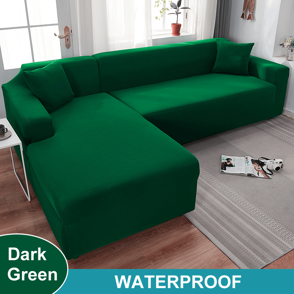 Water Resistant Sofa Cover for Living Room - Elastic Solid L Shaped Corner Sofa Cover - Fits 1/2/3/4 Seater Sofa, Couch, Armchair
