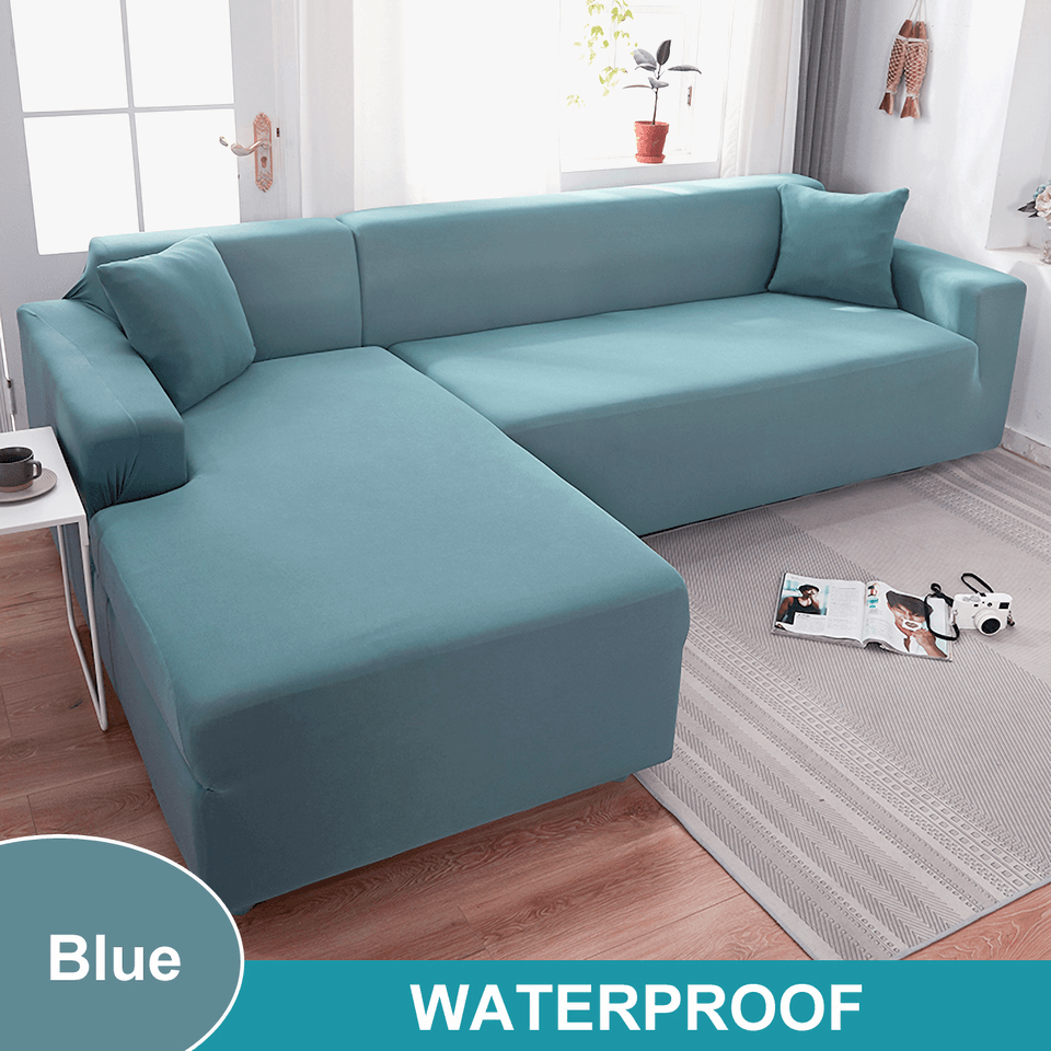 Water Resistant Sofa Cover for Living Room - Elastic Solid L Shaped Corner Sofa Cover - Fits 1/2/3/4 Seater Sofa, Couch, Armchair