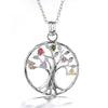 18K Rose Gold and Sterling Silver Multi-Color Gemstone Tree of Life Pendant Necklace