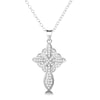 14K Gold And Sterling Silver Studded Cross Pendant Necklace