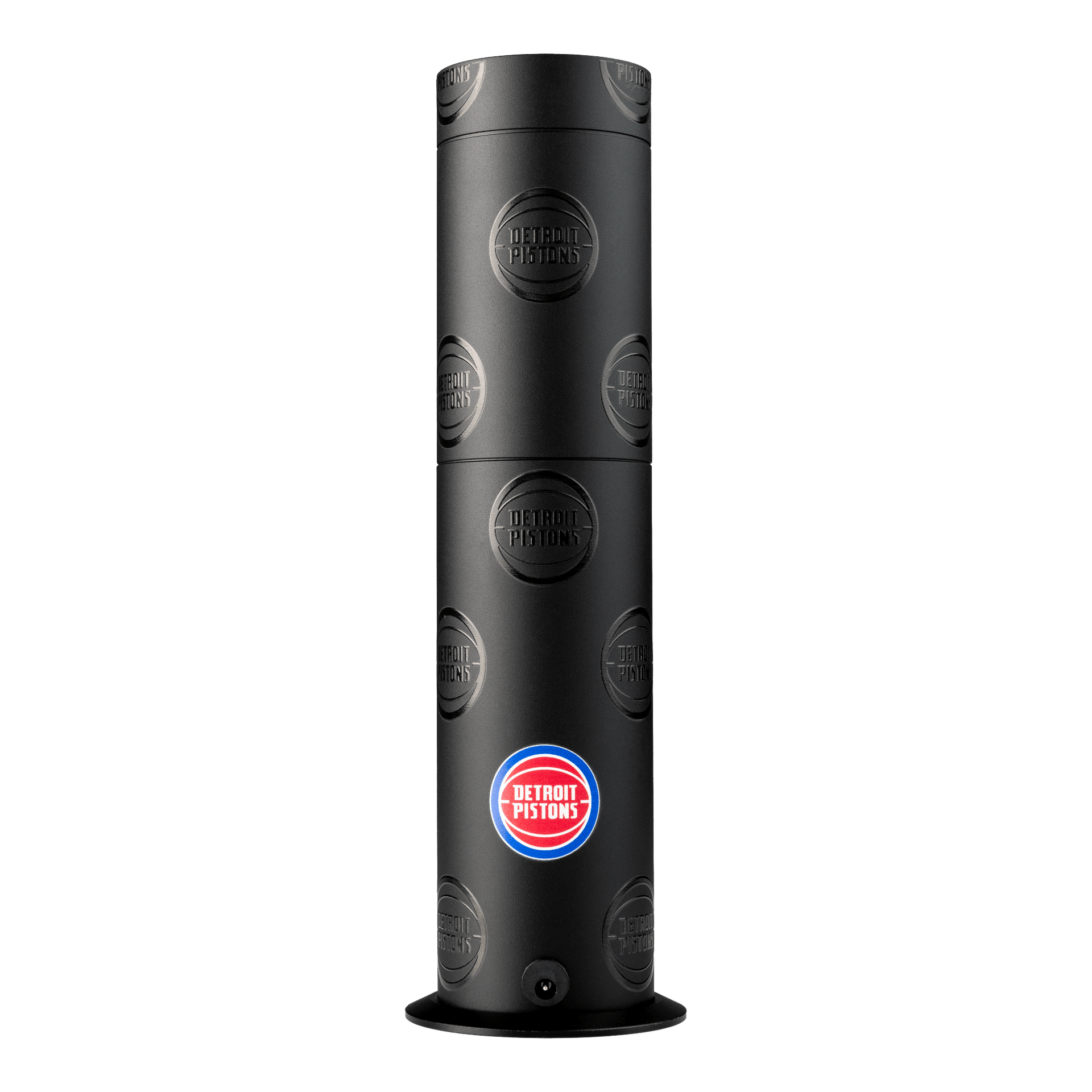 Black cylindrical product with Detroit Victory logo on a white background