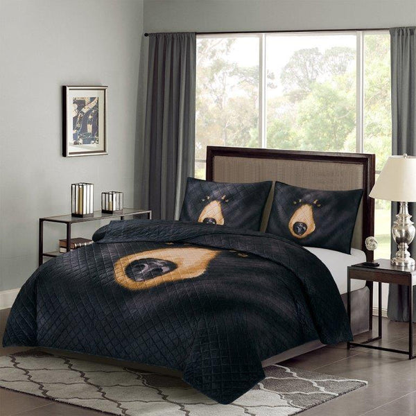 Black Bear Headshot Quilt Set