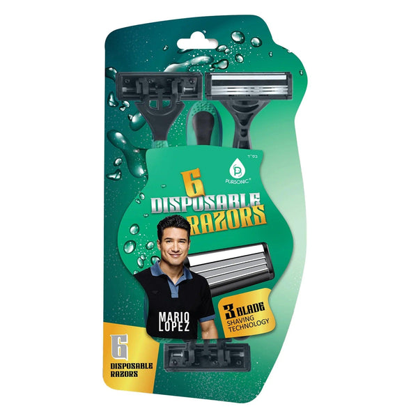 Mario Lopez 6 Disposable Razors - 3 Blade Shaving Surface Technology - Gifts for You 'n Me