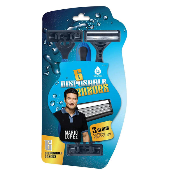 Mario Lopez 6 Disposable Razors - 3 Blade Shaving Surface Technology - Gifts for You 'n Me