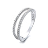14 KT White Gold Plated Two Row Twist Ring with crystals from Swarovski